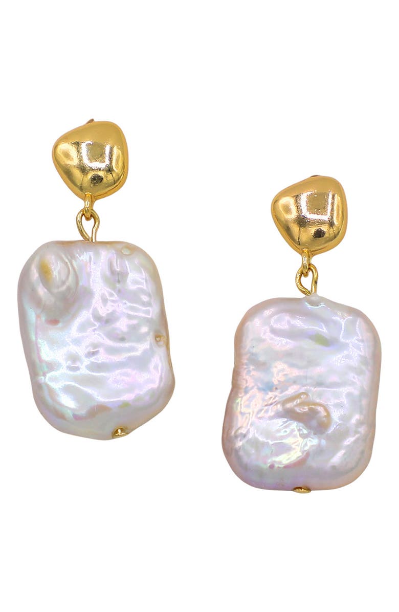 LA MENO Power Pearl Drop Earrings, Main, color, Gold / White
