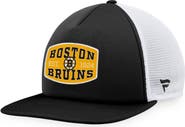 FANATICS Men's Fanatics Branded Black/White Boston Bruins Foam Front Patch Trucker Snapback Hat
