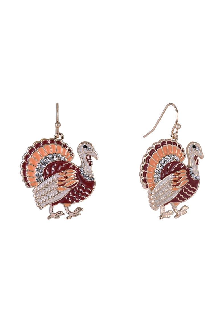 Enamel Turkey Earrings, Main, color, Orange