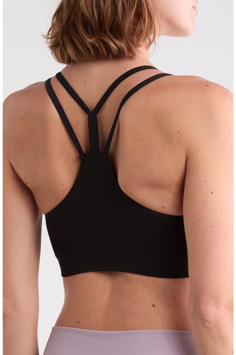 Seamless Strappy Sports Bra, Alternate, color, BLACK