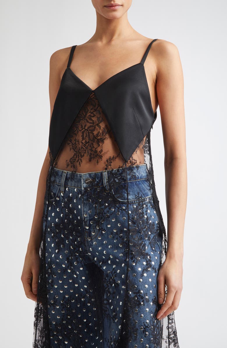 MONSE Sheer Satin & Lace Midi Dress, Alternate, color, 