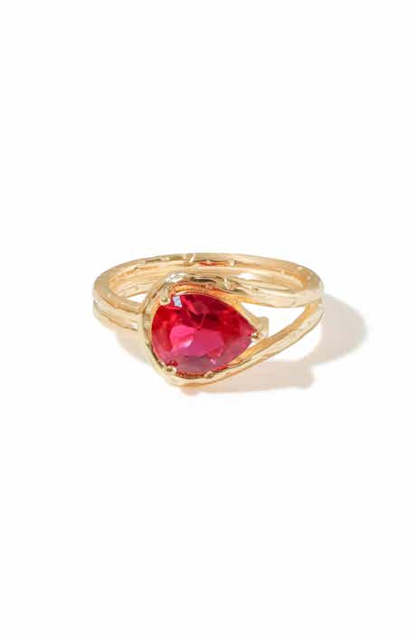Lab Created Ruby Pear Ring