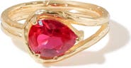 YS GEMS Lab Created Ruby Pear Ring