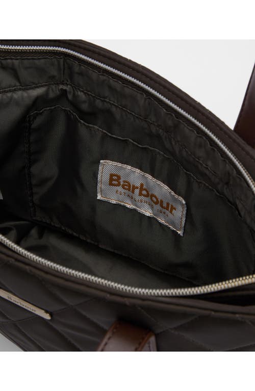 Barbour Mini Quilted Nylon Tote In Green