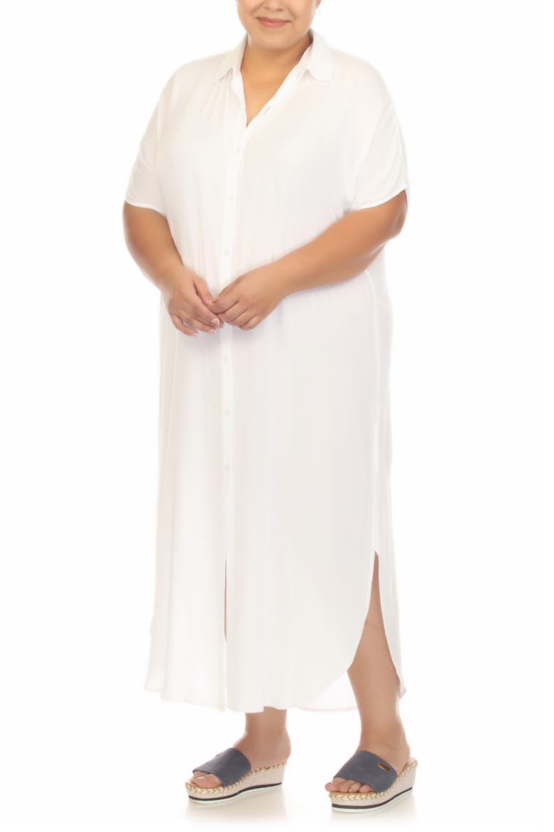 Maxi Shirtdress, Alternate, color, WHITE