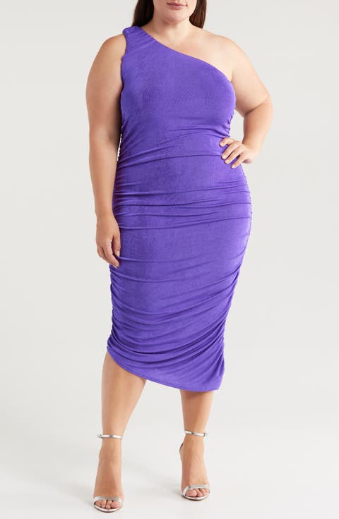 One-Shoulder Asymmetric Body-Con Midi Dress