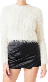 Endless Rose Feathered Crop Sweater