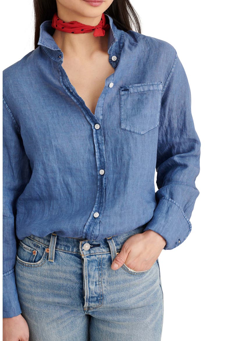 Standard Linen Button-Up Shirt, Alternate, color, INDIGO