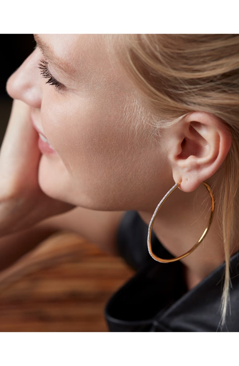 Monica Vinader Riva Cocktail Diamond Hoop Earrings, Alternate, color, Gold