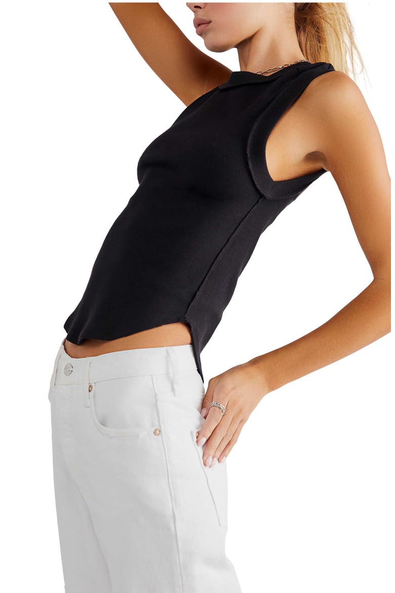 Kate Rib Stretch Cotton Tank, Alternate, color, BLACK
