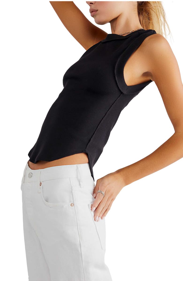 Free People Kate Rib Stretch Cotton Tank, Alternate, color, Black