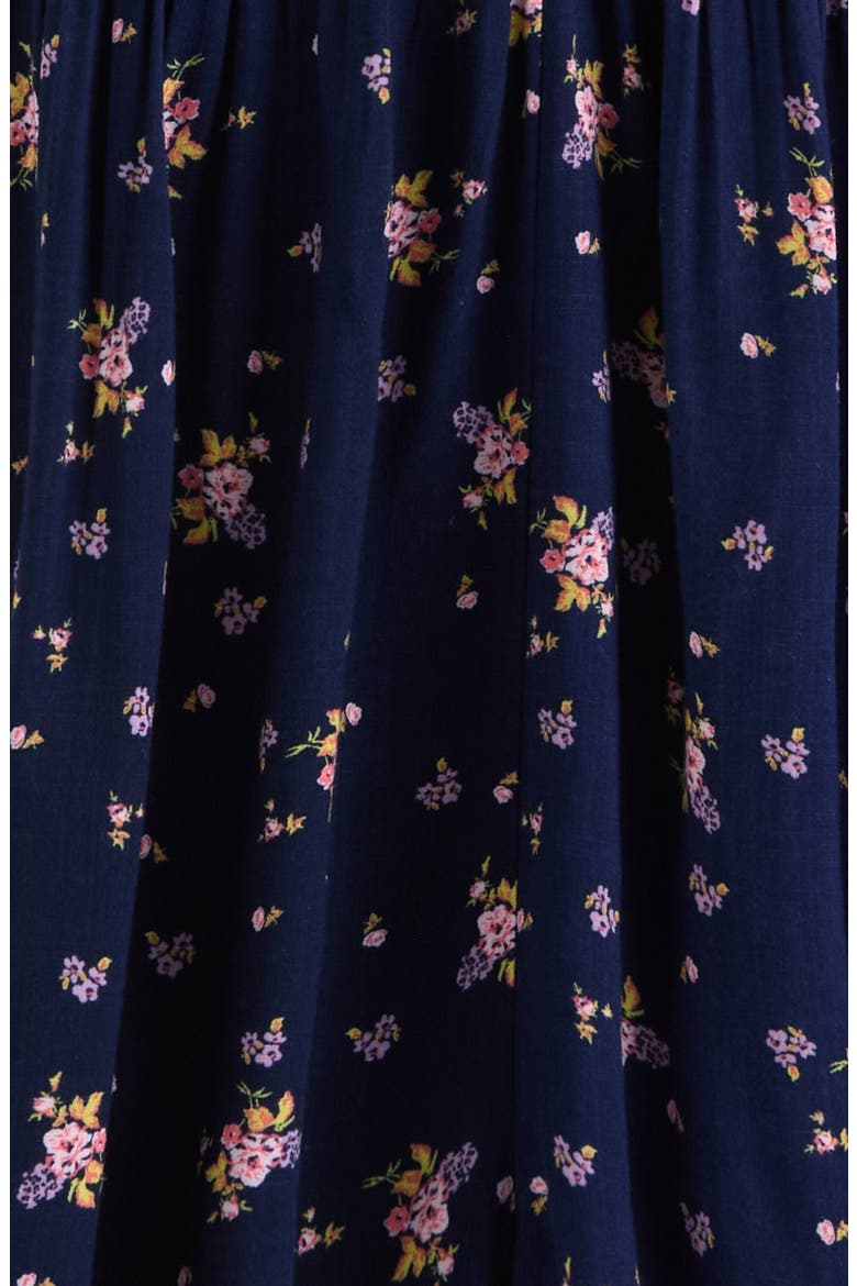 Kids' Flutter Sleeve Romper, Alternate, color, NAVY DENIM FIELD FLOWERS