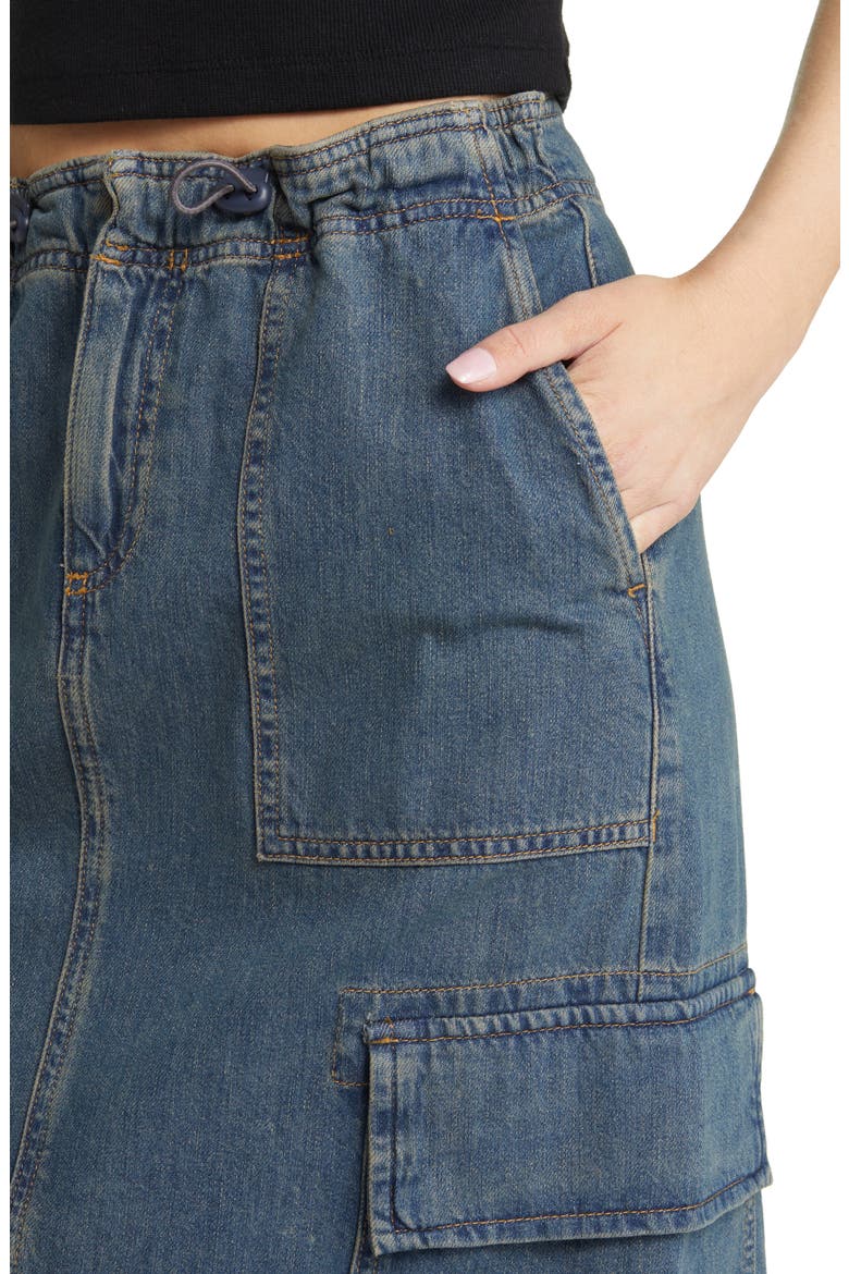 Parachute Denim Cargo Midi Skirt, Alternate, color, MEDIUM BLUE