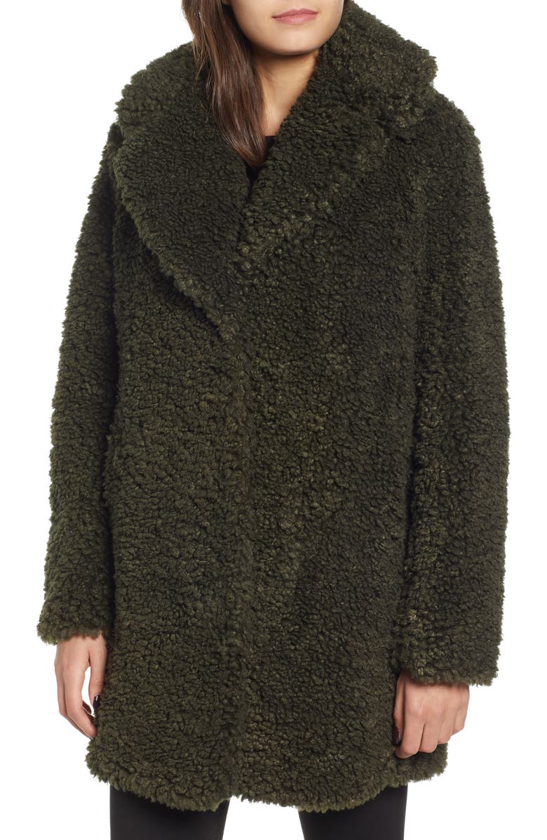 Kensie Faux Shearling Coat, Alternate, color, 