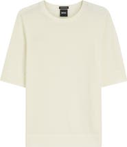 BOSS Farbella Merino Wool Short Sleeve Sweater