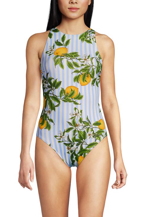 Tugless High Neck Portrait Back One Piece Swimsuit