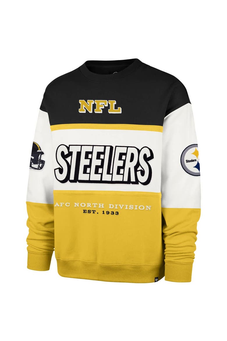 Men's '47 Black/Gold Pittsburgh Steelers Breeze Maximalist Sweatshirt, Alternate, color, Black