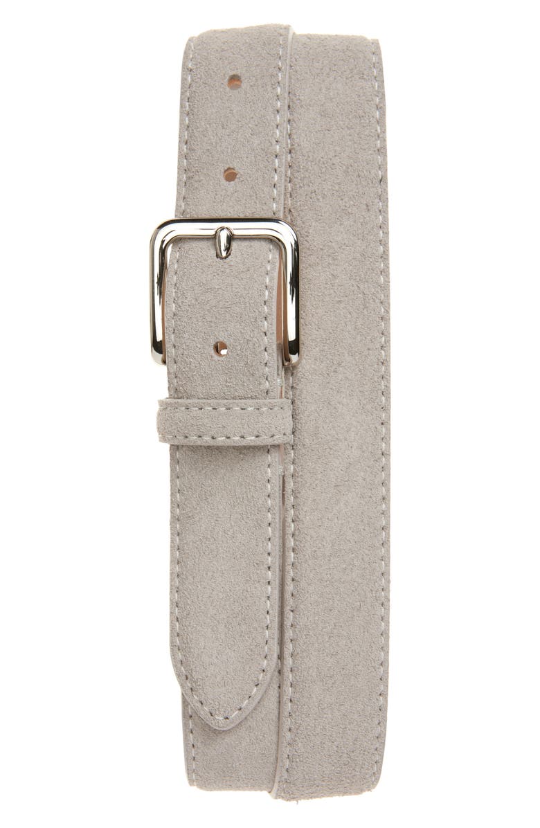 Vince Alex Stitched Suede Belt, Main, color, Smoke