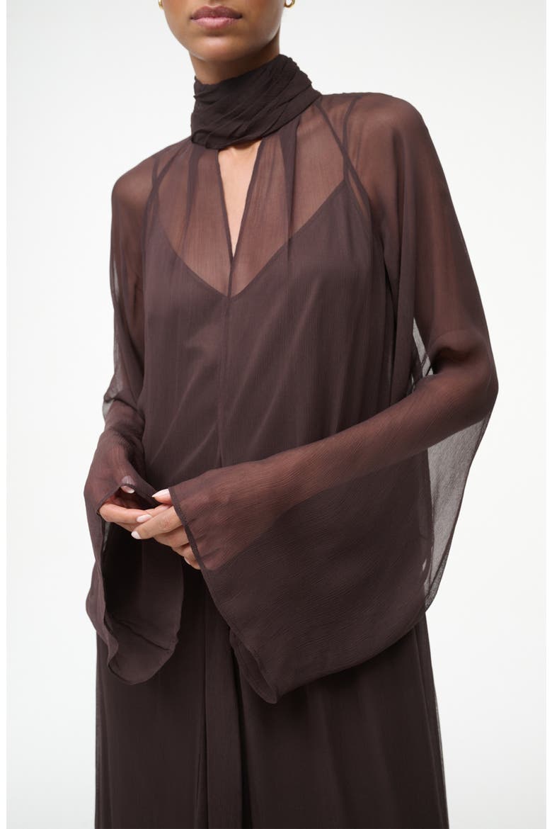 Esther Long Sleeve Chiffon Maxi Dress, Alternate, color, EARTH