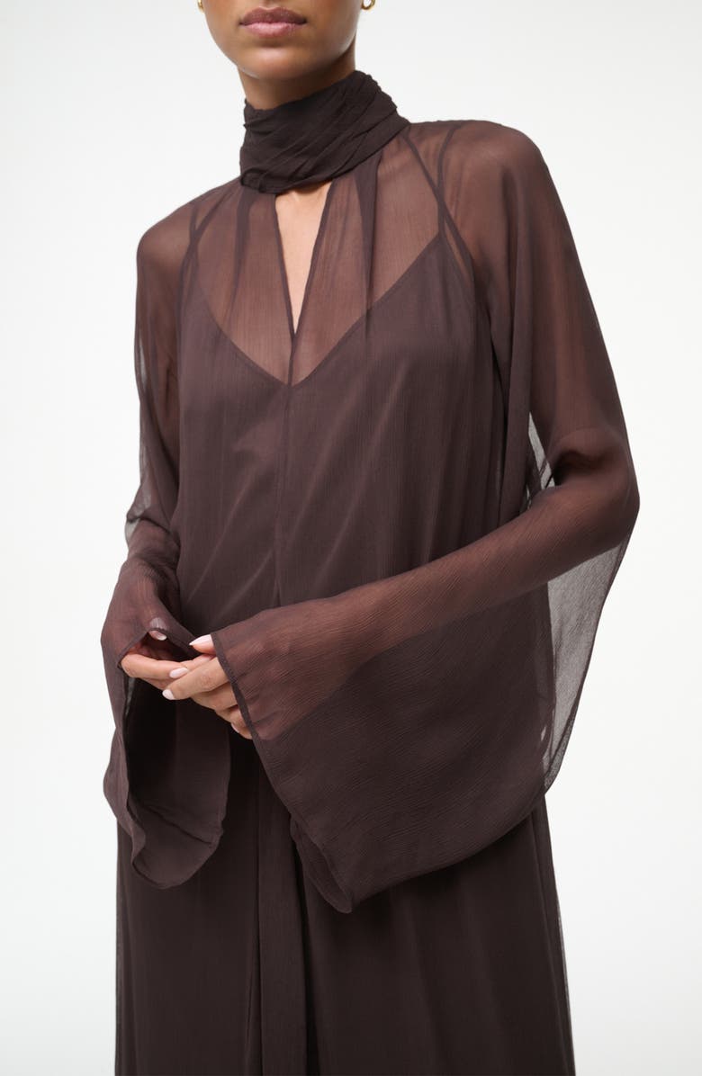 STAUD Esther Long Sleeve Chiffon Maxi Dress, Alternate, color, Earth