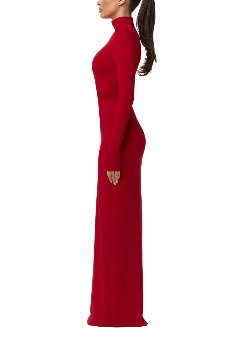 Butter Turtleneck Long Sleeve Maxi Dress, Alternate, color, RUBY RED