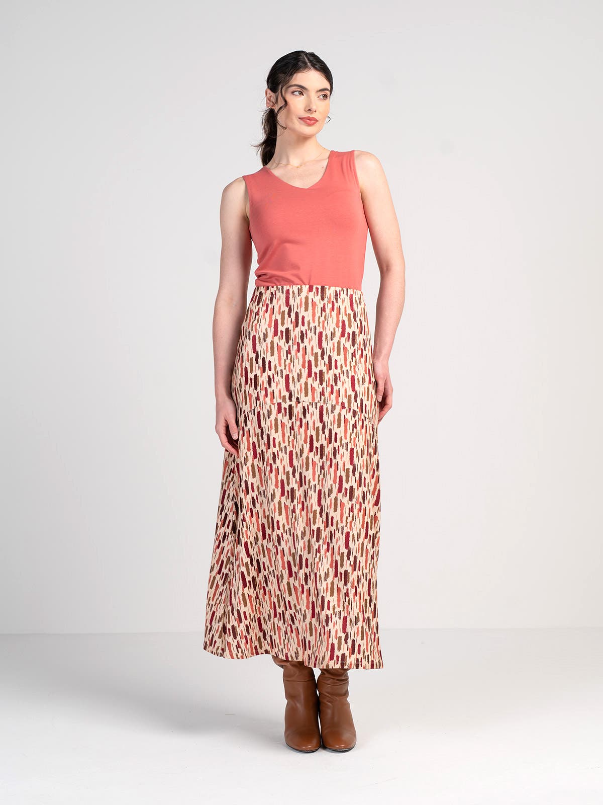High Waisted Printed Maxi Skirt