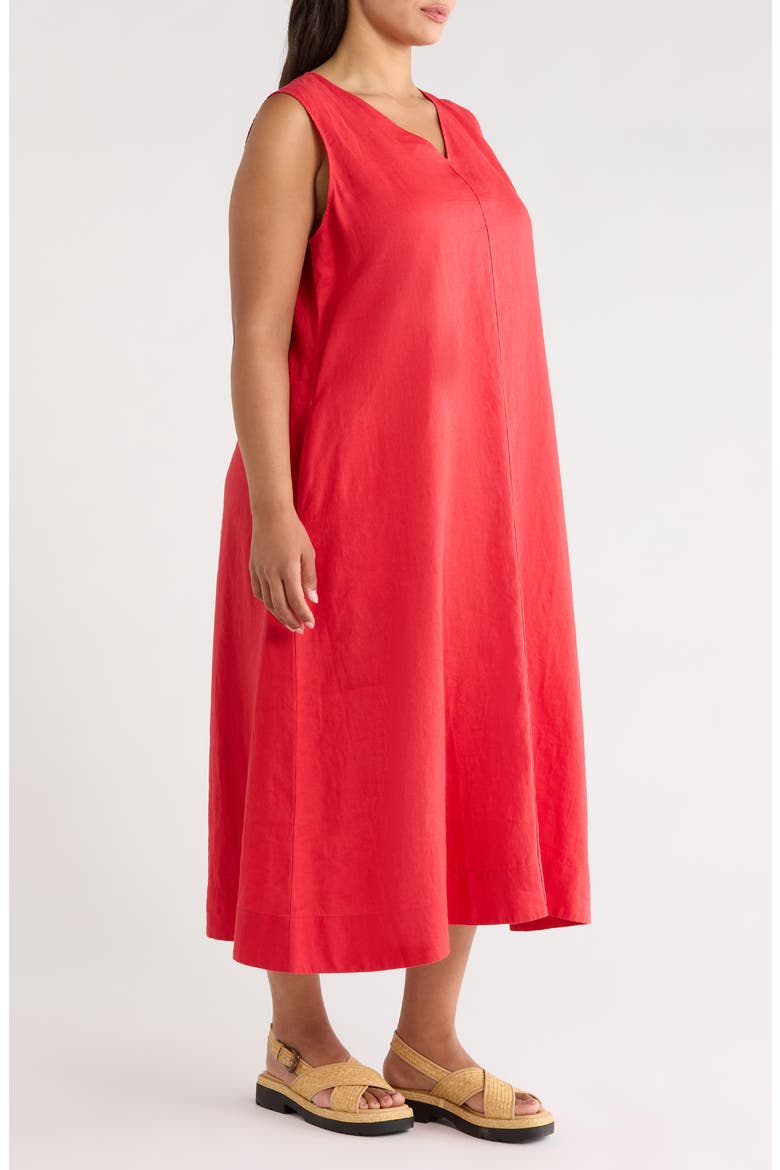 Sleeveless Linen Dress, Alternate, color, GRENADINE