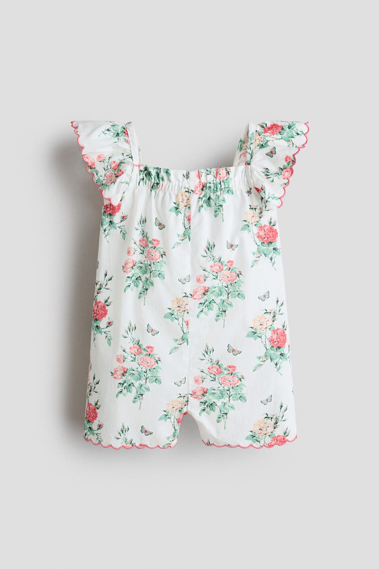 Floral-print Cotton Romper Suit, Alternate, color, White/floral