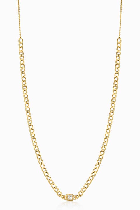 14K Gold Dazzle Me Curb Choker Necklace
