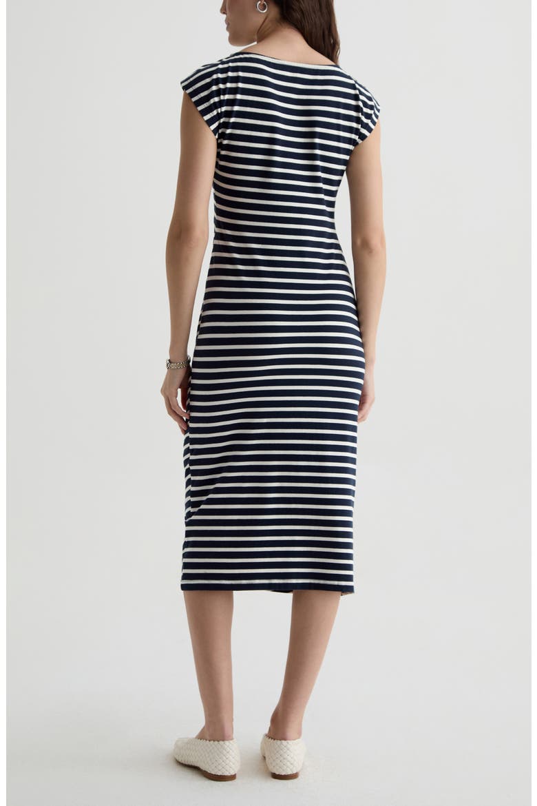 Aja Ruched Stripe T-Shirt Midi Dress, Alternate, color, PACIFIC NAVY/POWDER