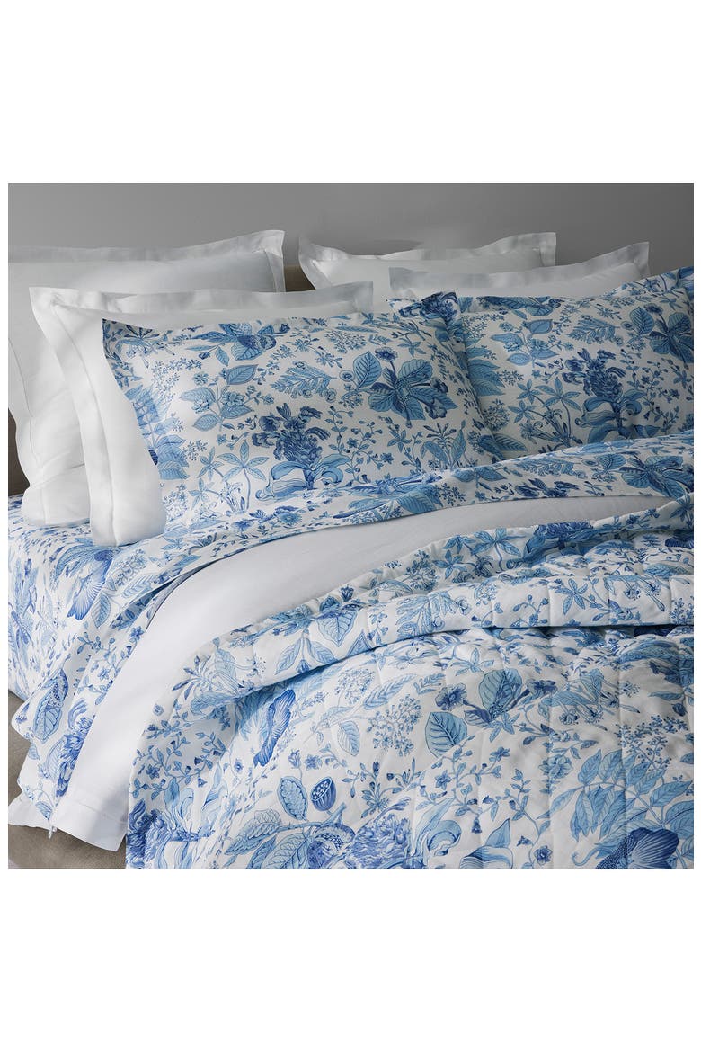 Pomegranate Linen Fitted Sheet, Alternate, color, PORCELAIN BLUE