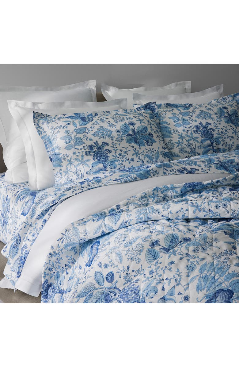 Matouk Pomegranate Linen Fitted Sheet, Alternate, color, Porcelain Blue