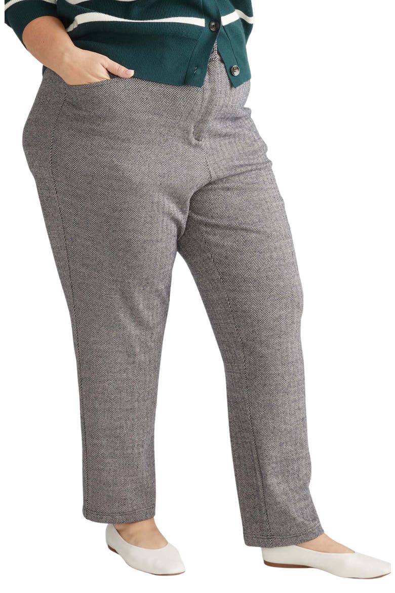 Herringbone Tweed High Waist Long Cigarette Pants, Alternate, color, HERRINGBONE TWEED