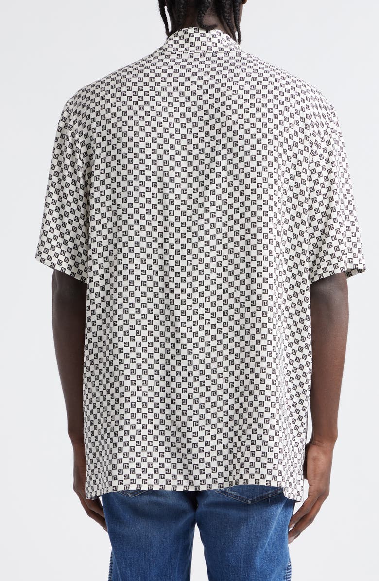 Balmain Mini Monogram Button-Up Shirt, Alternate, color,