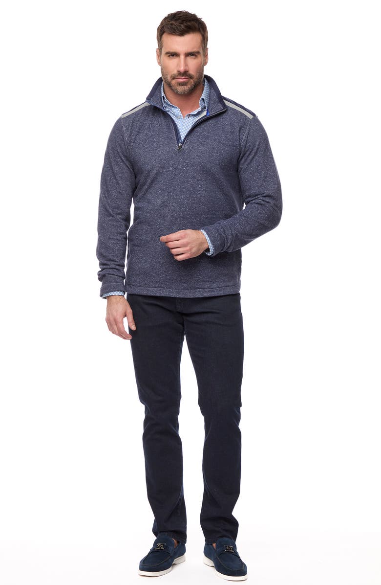 Robert Graham Rufino Quarter Zip Pullover Sweater, Alternate, color, Indigo