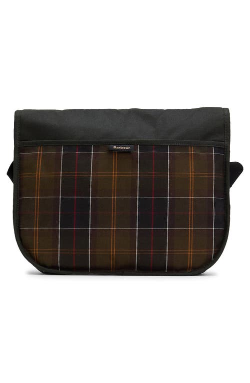 Barbour Field Riever Wax Cotton Crossbody Bag In Green