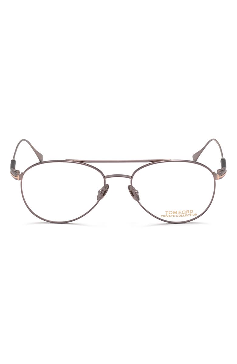 TOM FORD 54mm Pilot Optical Glasses, Main, color, Ruthenium