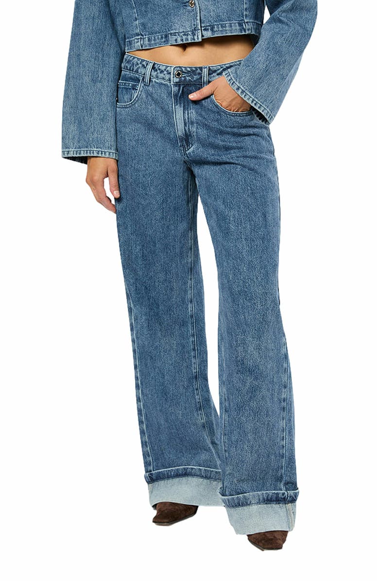 WeWoreWhat Mid Rise Cuff Straight Leg Jean, Alternate, color, 