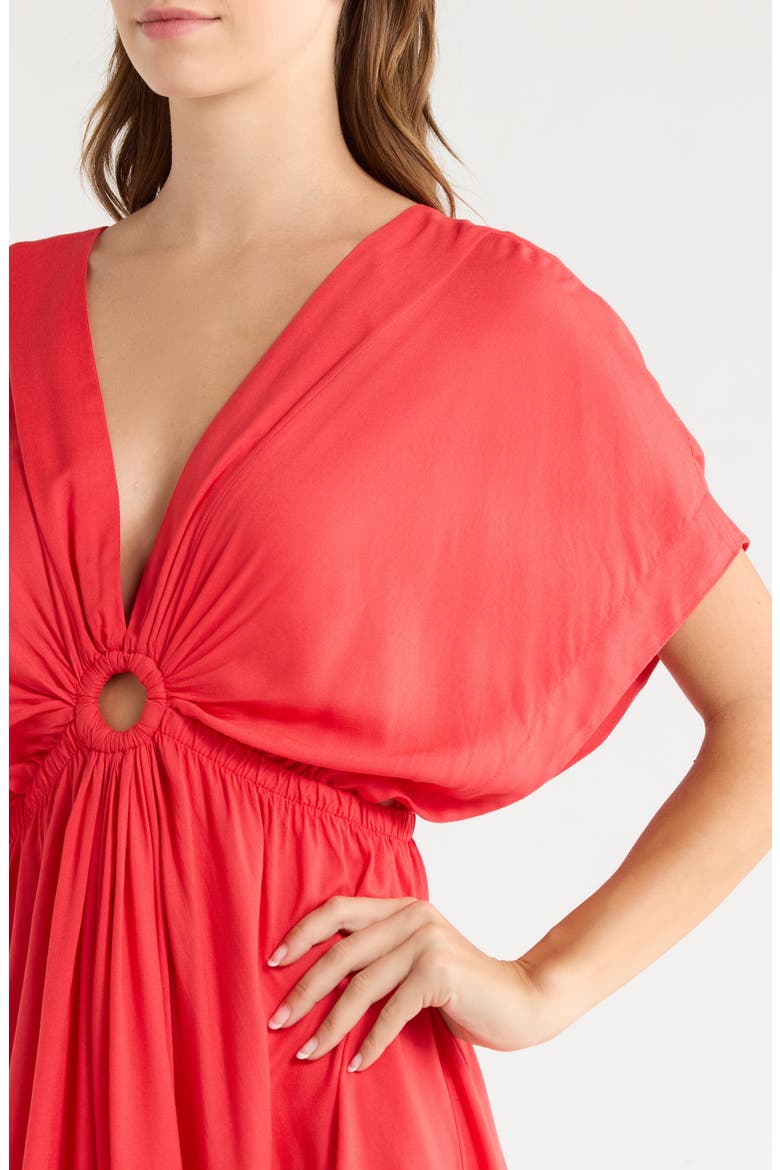 Ring Cover-Up Maxi Dress, Alternate, color, RED