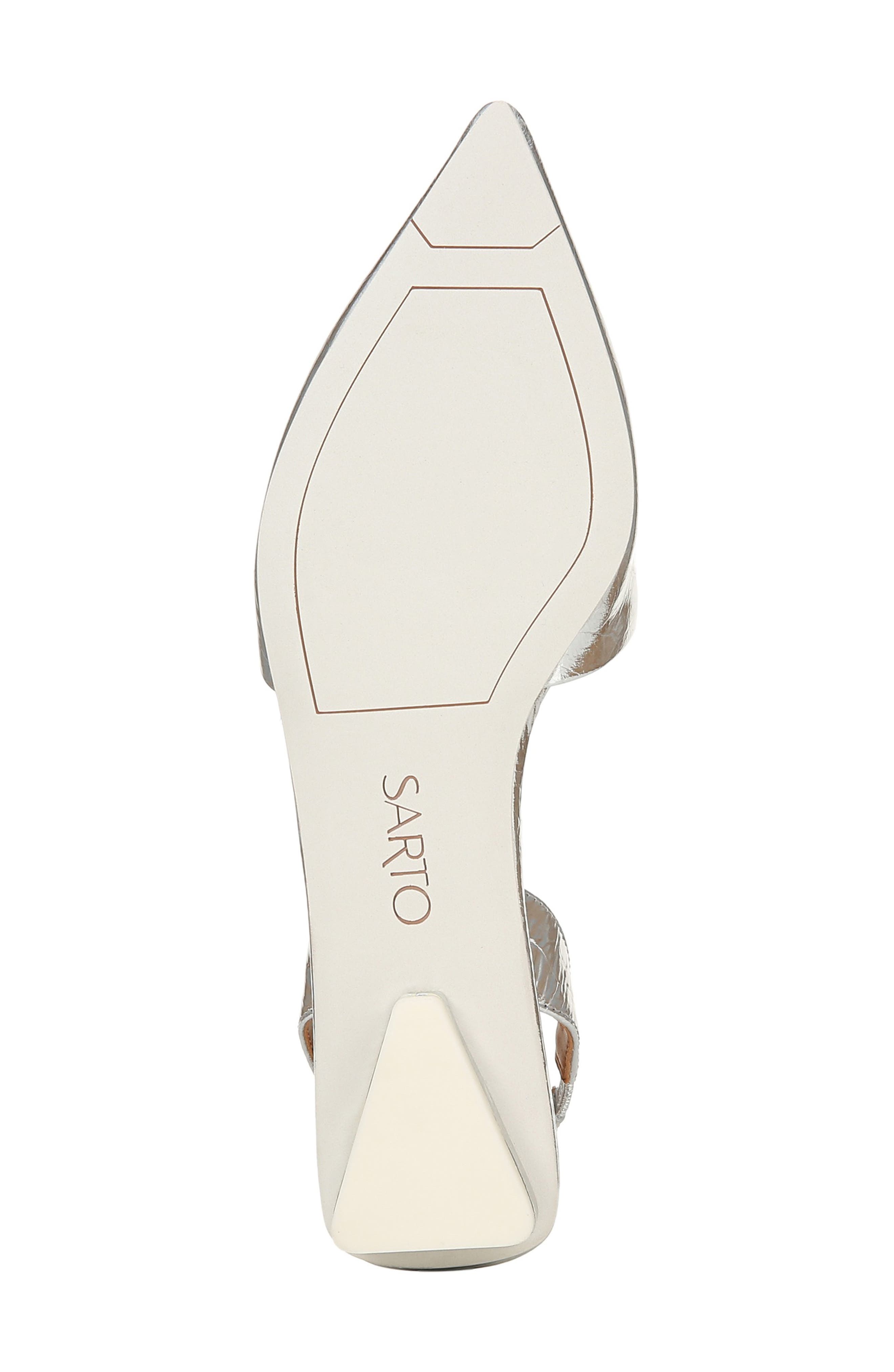 Pointed Toe Slingback Flat, Alternate, color, SILVER LEATHER