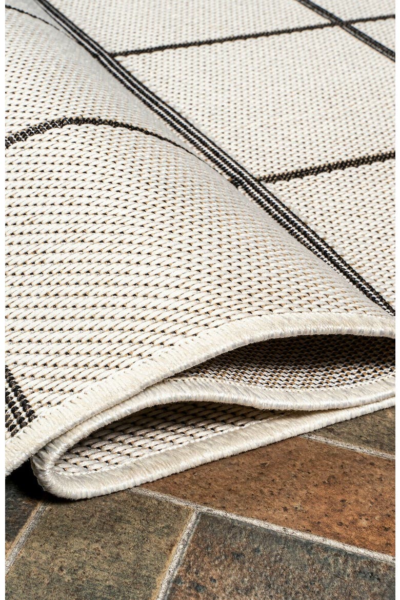 Grid Modern Squares Indoor/Outdoor Area Rug, Alternate, color, Cream/Black
