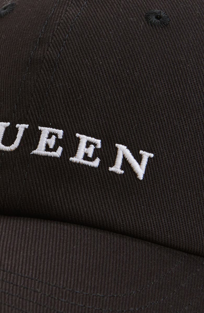 McQueen Embroidered Logo Denim Baseball Cap, Alternate, color, Black/ Ivory