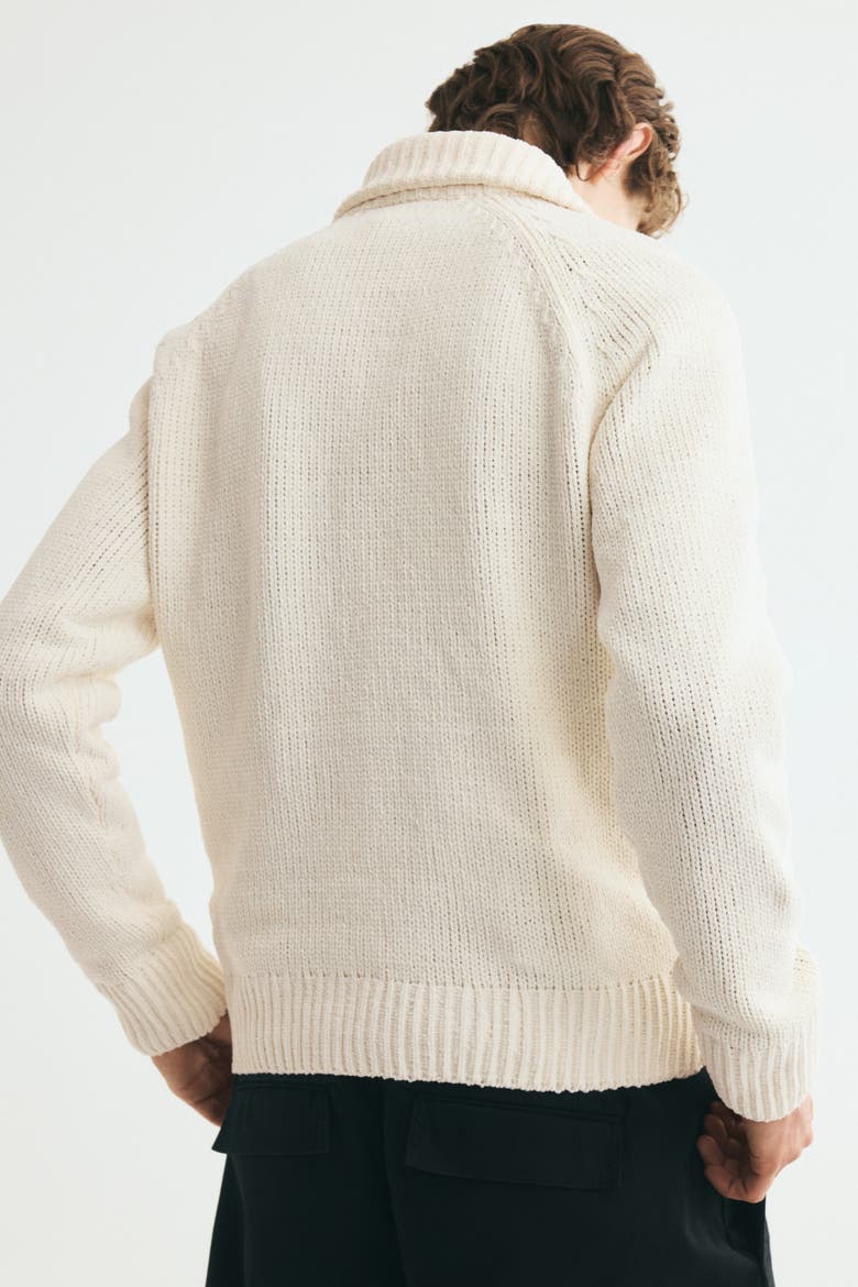 Relaxed-Fit Chenille Cardigan With Zipper, Alternate, color, Cream