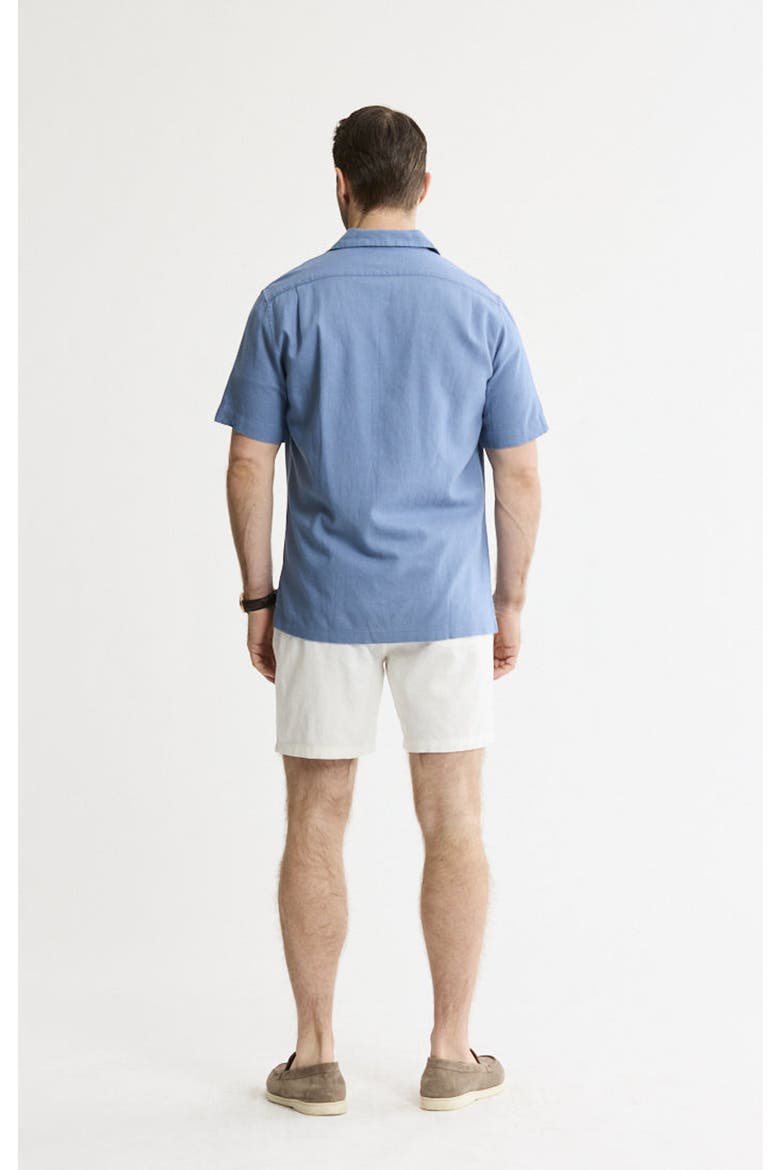 Linen Blend Short Sleeve Camp Shirt, Alternate, color, Horizon Blue
