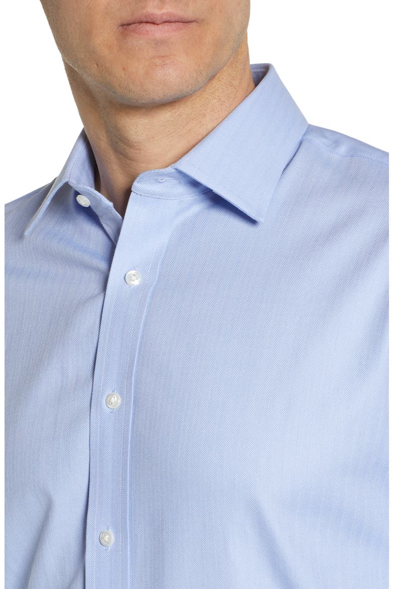 Tech-Smart Traditional Fit Stretch Herringbone Dress Shirt, Alternate, color, BLUE HYDRANGEA