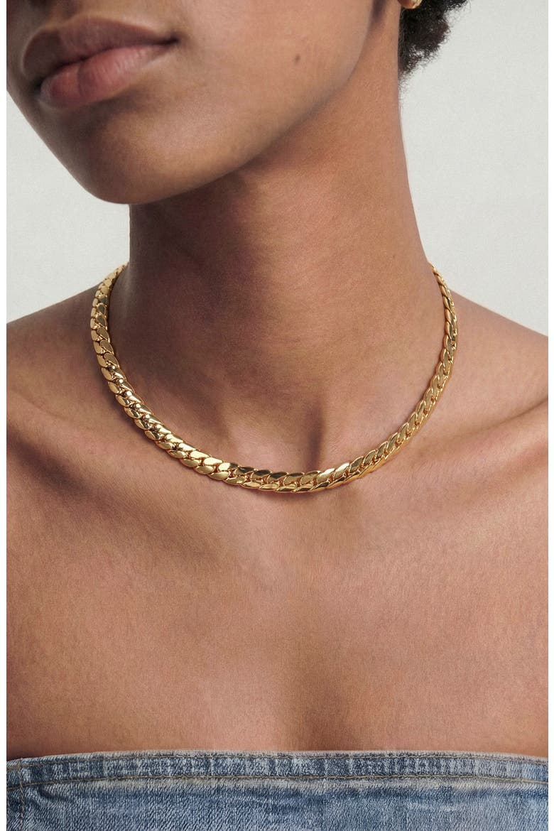 Flat Curb Chain Necklace, Alternate, color, GOLD