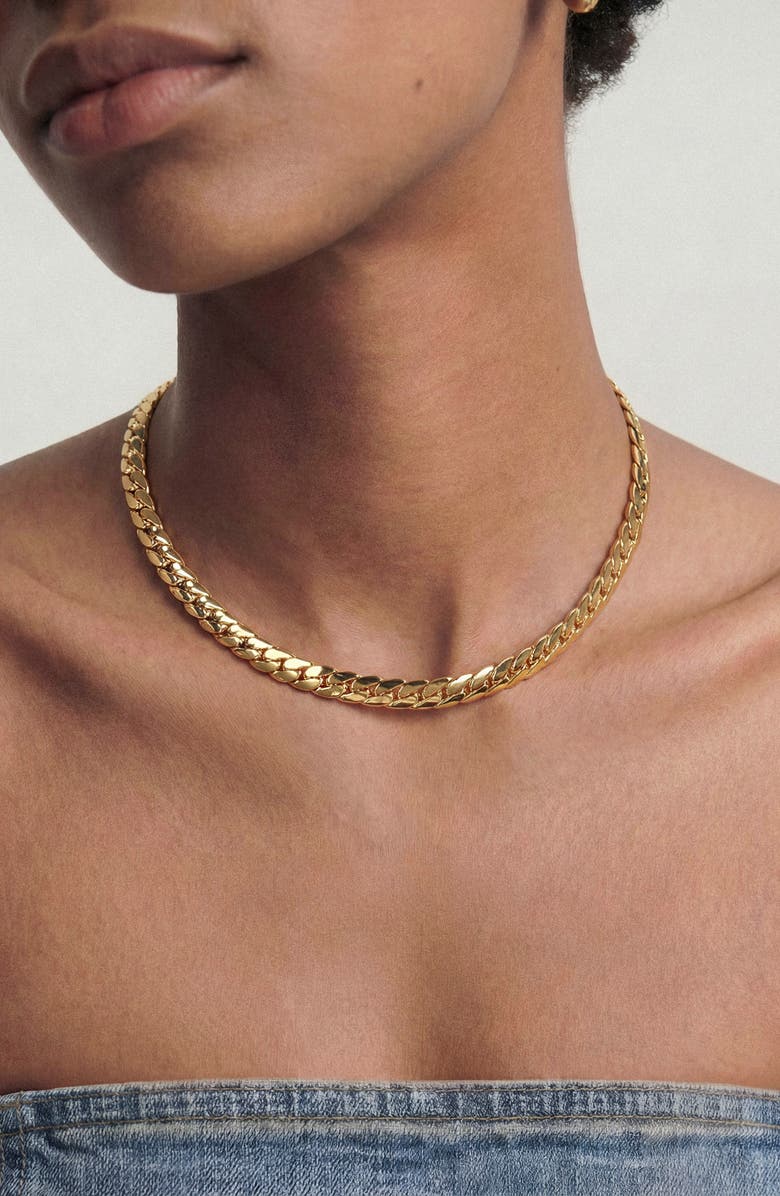 st. Moran Flat Curb Chain Necklace, Alternate, color, Gold