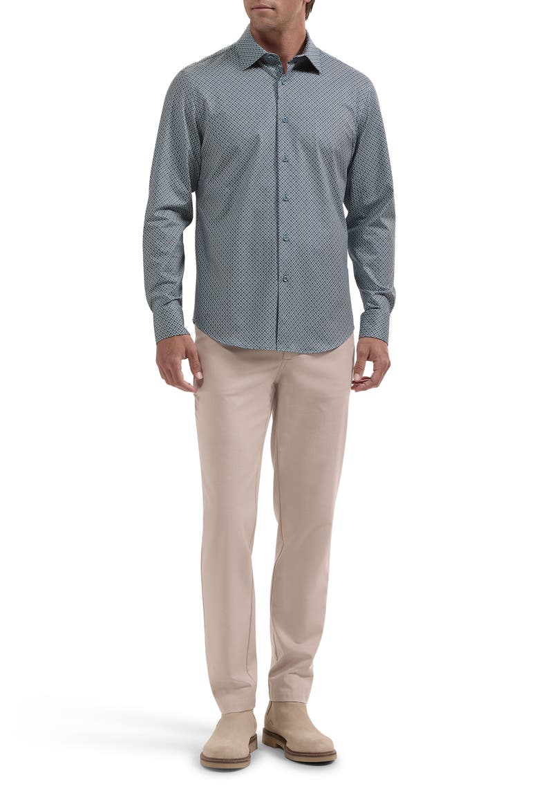 James OoohCotton® Geo Print Button-Up Shirt, Alternate, color, PEACOCK