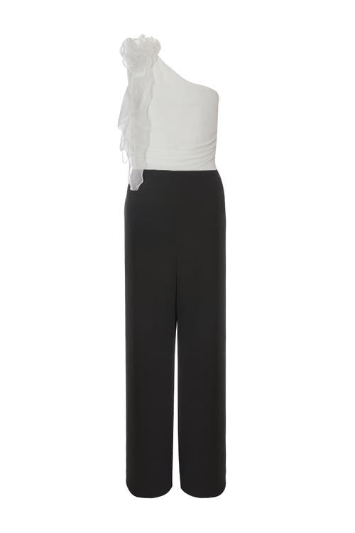 Quiz Scuba Mesh Asymmetric Jumpsuit In Black