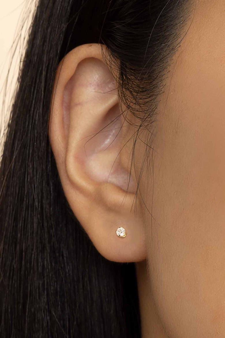 14K White Gold Shine Bright Diamond Mini Studs, Alternate, color, White Gold